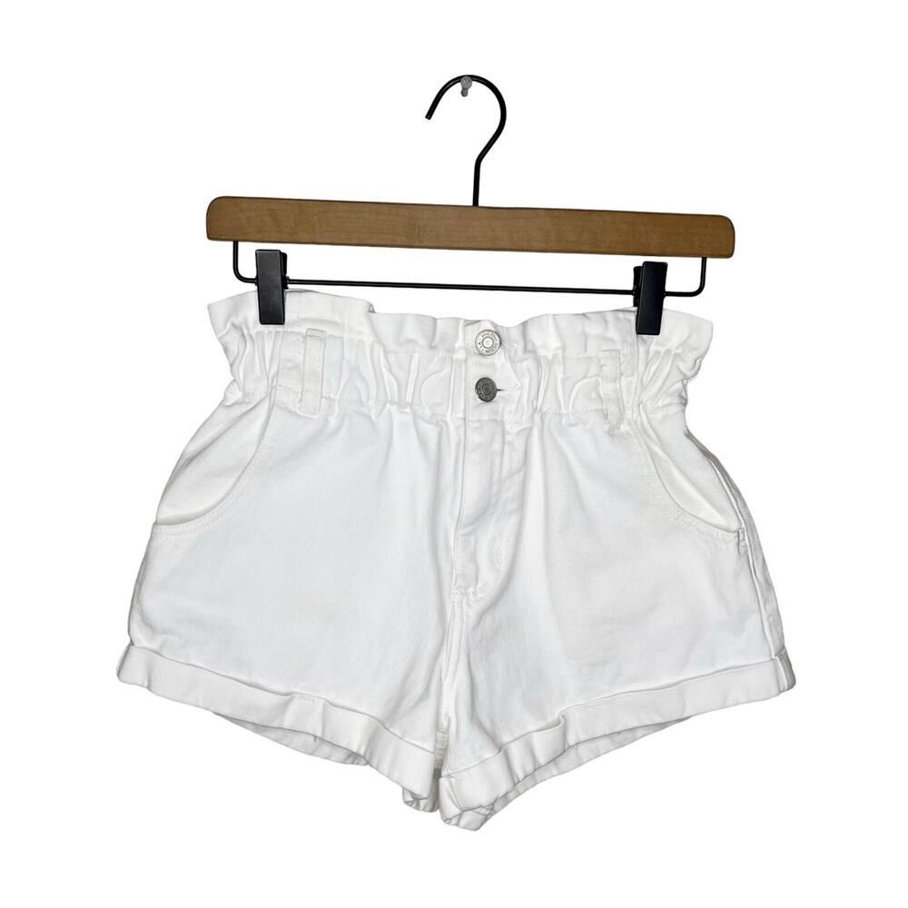 PACSUN White Denim Paperbag Mom Shorts NO BELT Size 25